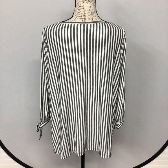 Max Studio Women 3/4 Sleeve Blouse Top Shirt Plus Size 1X Stripes M015 -19 - Picture 11 of 13
